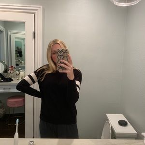 rare black brandy sweater with white stripes